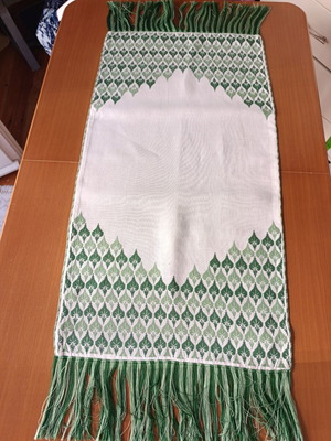 Hand-Embroidered Runner in Fine Etamine Like New