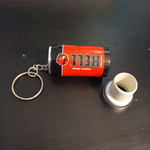 Hell Energy Drink Mini Can Keychain new, collectible stash compartment