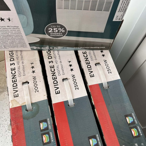 Thermor Evidence 3 Elec Wall Heaters 2000W with Electronic Thermostat, pack of 3 new