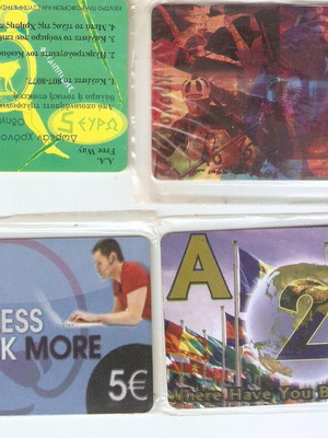 Private phone cards new, pack of 4 with errors