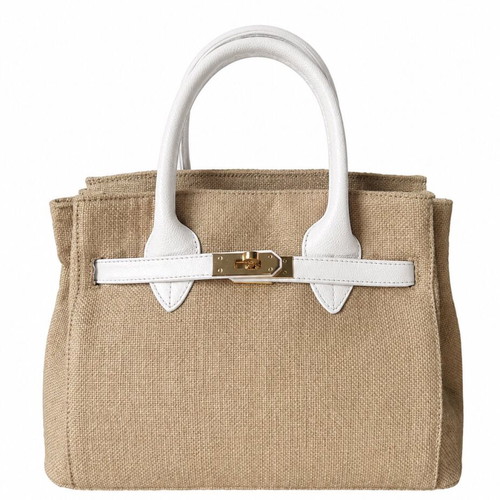 Le Sable hand bag used, raffia, beige