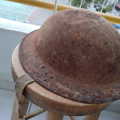 Brodie Mk II British helmet used, World War II Civil Defence