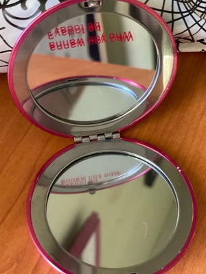 Compact bag mirror new with fuchsia frame