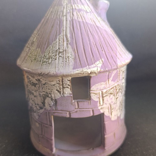 Ceramic house tealight holder used, cozy decor
