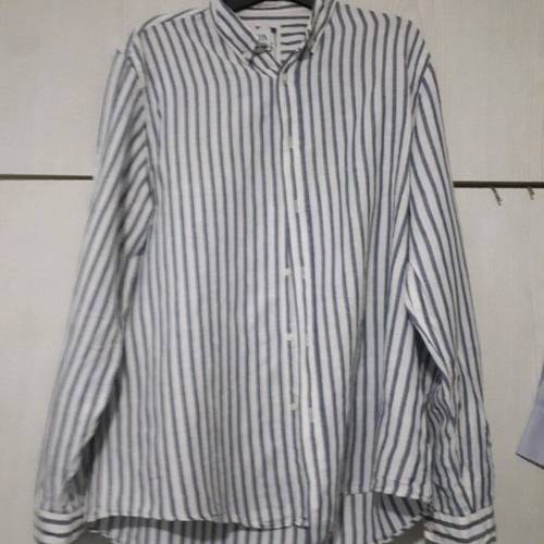 Men's striped Zara shirt size L like new, blue white