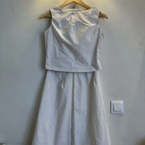 Zara polyester top and skirt set used, off white, size XS