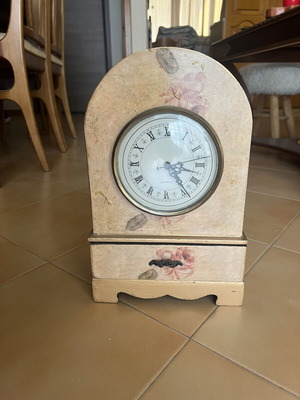 Table Clock Quartz Vintage Shabby Chic with Jewelry Drawer like new