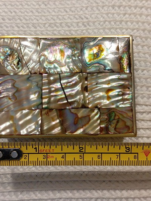 Vintage Mexican box with natural abalone mosaic