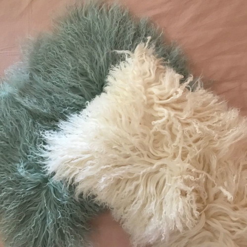 Furry sofa pillowcase new 30x50cm ivory, 100% leather