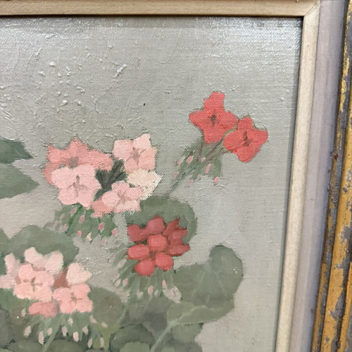 Nikitas Flessas Vase with Freesias Painting used with golden frame