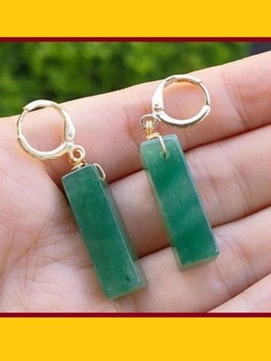 Aventurine semi-precious stone earrings new, green and gold
