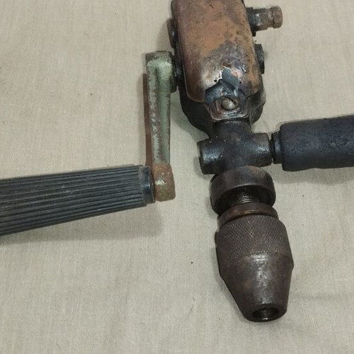 Hand drill used, manual crank