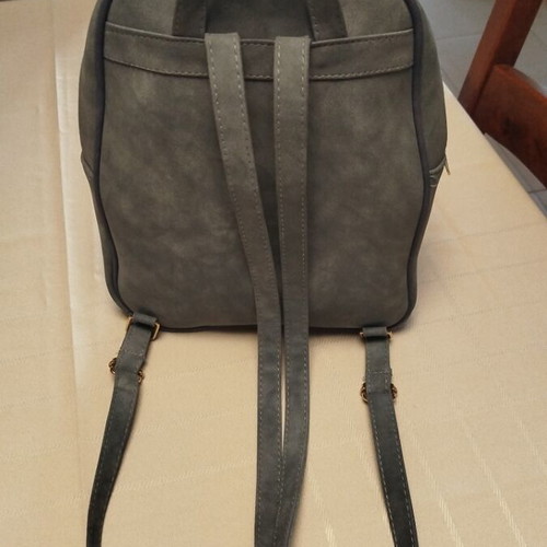 Suede leatherette backpack bag, height 35 cm, base width 25 cm