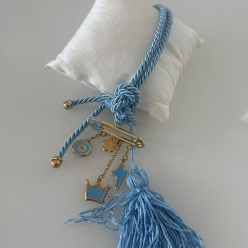 Baby Stroller or Crib Charm Blue with Eye and Crown, new
