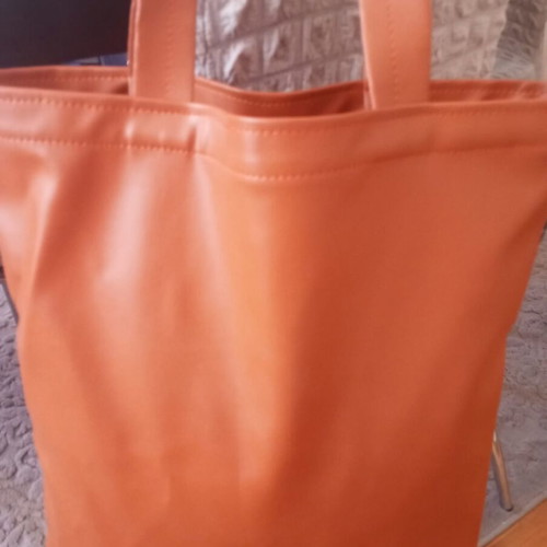 Orange quilted shoulder bag new, large capacity faux leather