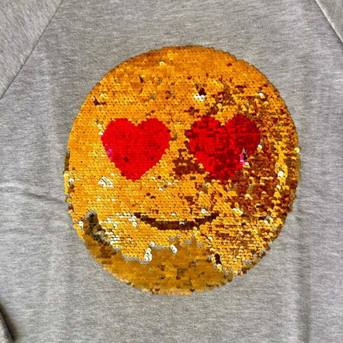 Zara Girls Flip Emoji Sweatshirt like new, grey, 13-14 years