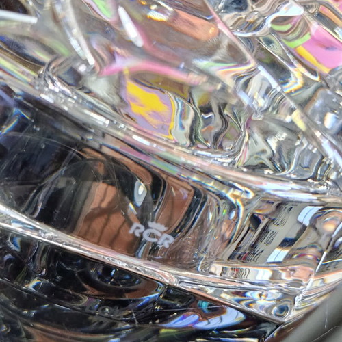 Heavy transparent lead crystal ashtray with swirl design