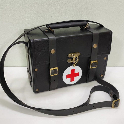 Pharmacy Box Bag shoulder type new, dark brown leatherette