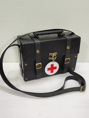 Pharmacy Box Bag shoulder type new, dark brown leatherette