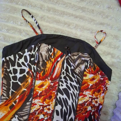 Vintage RAXEVSKY Y2K Corset-Style Top with Animal and Floral Print Size XL like new