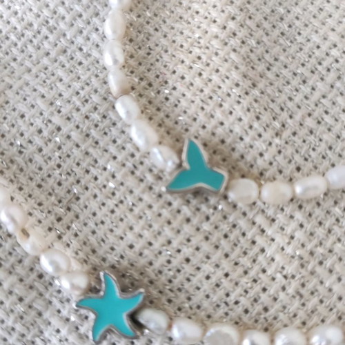 Necklace and bracelet set with pearls, handmade