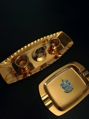 Copper set candle holders and ashtray used from South Africa Durban