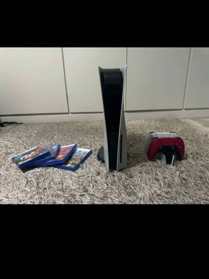 PlayStation 5 PS5 with 2 controllers, stand, 4 games and extra 1TB SSD like new