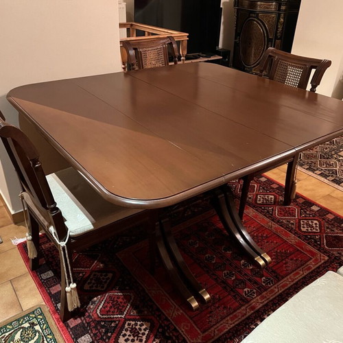 Living room dining table used with extension feature