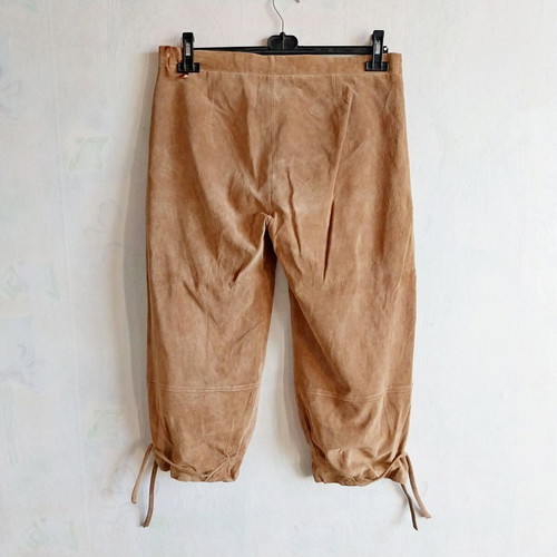 Vintage suede capri pants used, brown, size 18