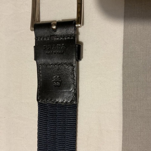 Prada men's belt fabric leather black like new
