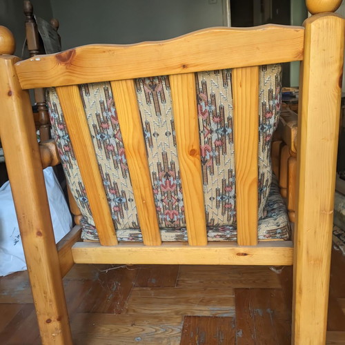 Living room set used with 2 armchairs, 2 stools, table and three-seat sofa