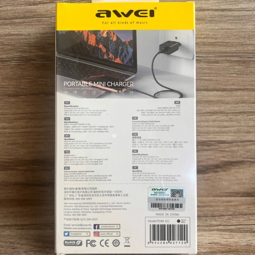 Awei PD85-EU Wall Charger with Two Ports, New