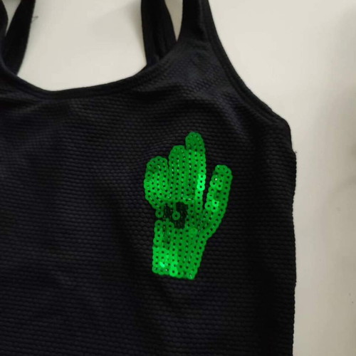 Children's one-piece swimsuit like new, 6-8 years, black with cacti