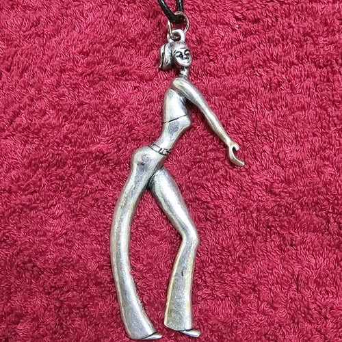 Happy Dancer necklace used with silver dancer pendant on black cord