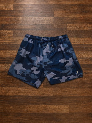 Men's swim shorts XL camouflage style like new, black and blue