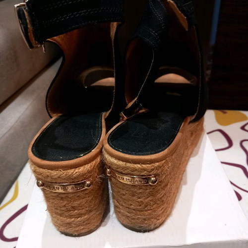 River Island Peep Toe black platform sandals used, size 41.5