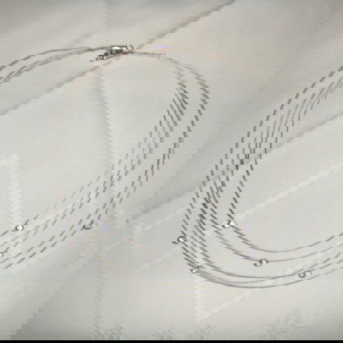 Choker vintage κολιέ σαν καινούργιο με πέντε σειρές ασημένιο σύρμα και διαφανείς πέτρες