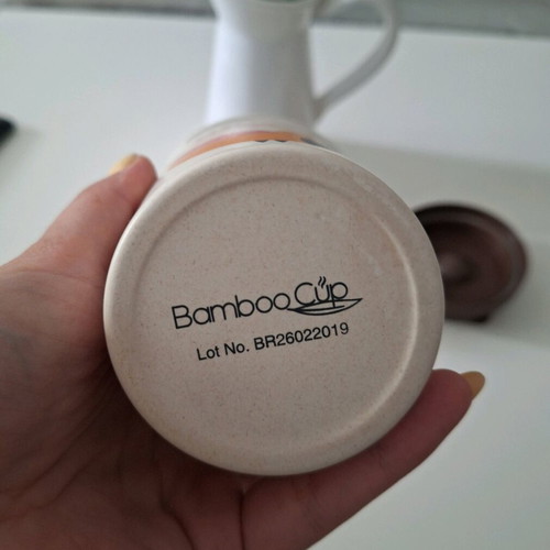 Chic Mic Early Bird bamboo cup with lid white like new