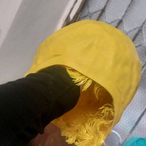 Swimming cap yellow with flowers like new