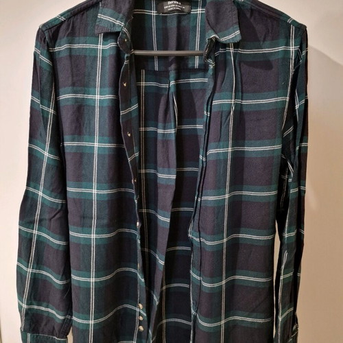 Bershka checked shirt size XS like new, green-black