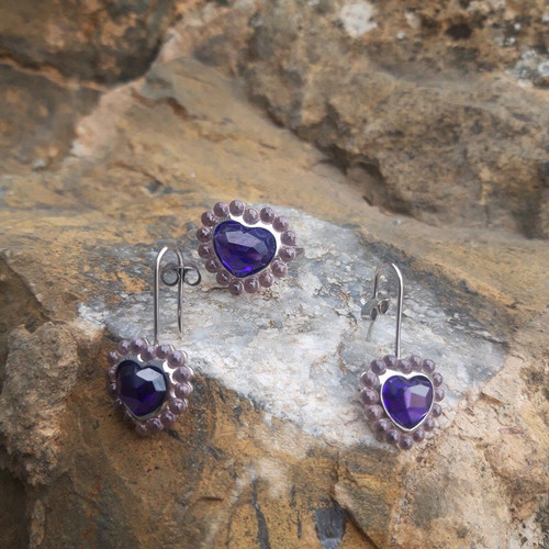 Lousir silver set with purple heart zirconia like new