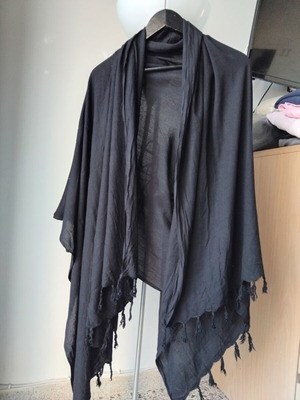 Black women's scarf with tassels, one size