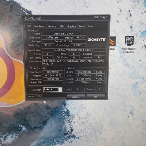Intel Core i7-9700K tray processor up to 4.9GHz
