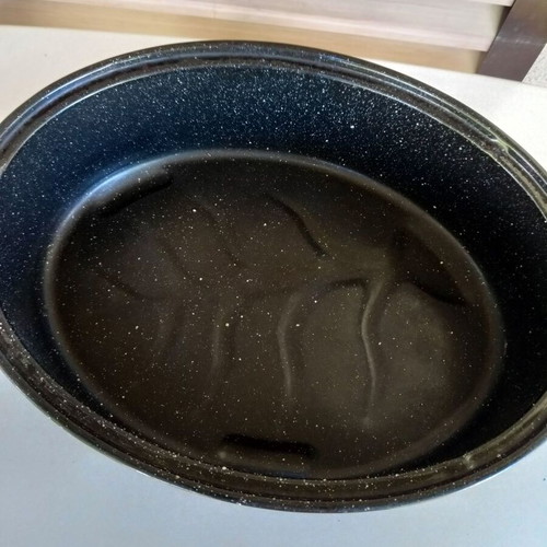 Enamel Roasting Pan USA used, large oval 45x35x13 cm