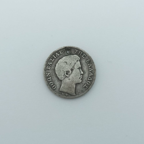 Othon 1/2 Drachma 1834 used silver coin with hole