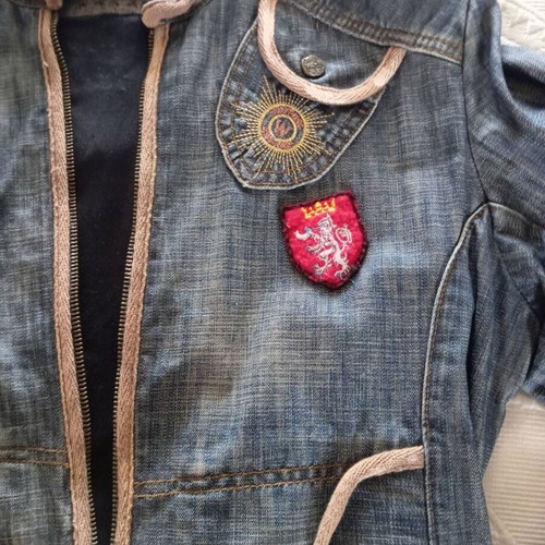 Vintage Y2K Embroidered Denim Jacket We-R Just Angels like new, size M, blue