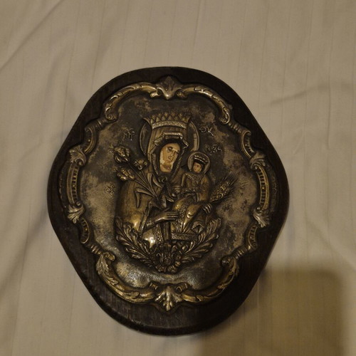 Panagia icon, silver, old