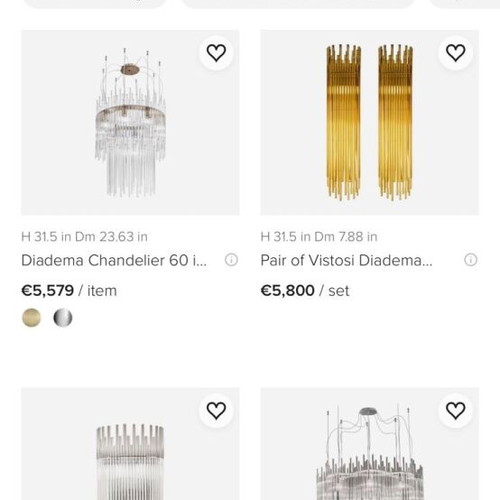 Vistosi Diadema Murano glass chandeliers like new, set of 5