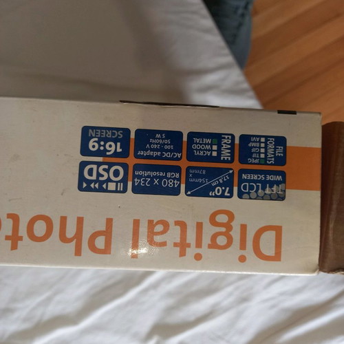 Digital photo frame new, opened packaging, missing stand