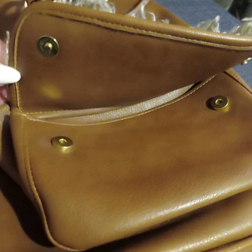 Women's handmade leather backpack used, brown